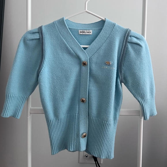 Herlian V Collar Knitted Sweater Baby Blue - Picture 7 of 9